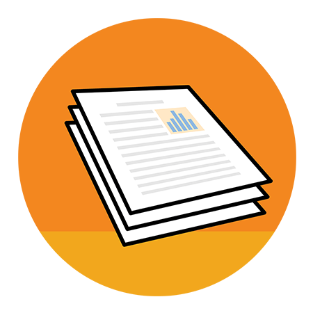 Icon - Clinical White Papers in an orange circle